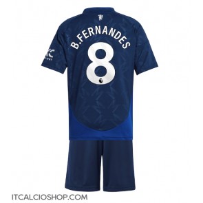 Manchester United Bruno Fernandes #8 Seconda Maglia Bambino 2024-25 Manica Corta (+ Pantaloni corti)